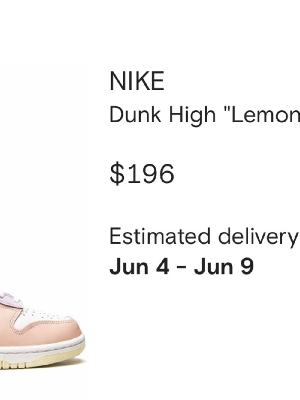 Nike Kids' Dunk High Lemon Pink & White Sneakers